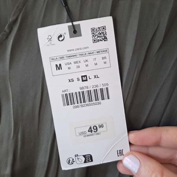 Zara Army Green Mini Dress M NWT $50 - Picture 8 of 11